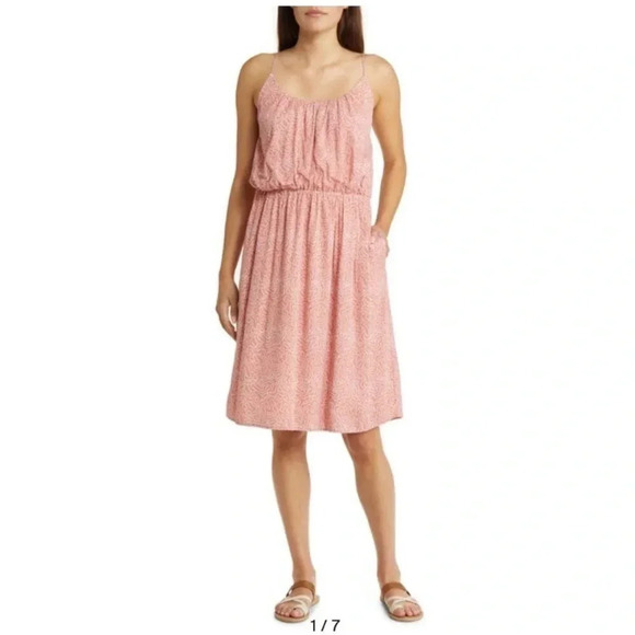 NWT! Caslon Floral Midi Dress Sundress Pink Desert Texture Map Size L - Picture 1 of 12